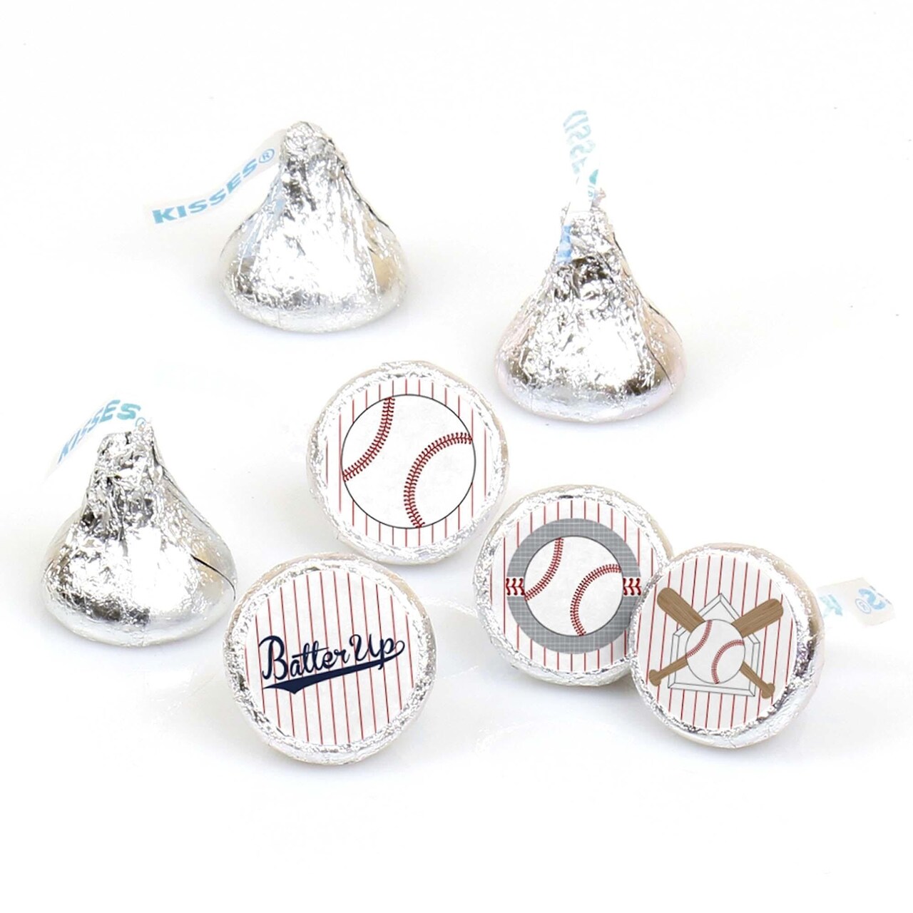Big Dot of Happiness Batter Up - Baseball - Baby Shower or Birthday Party Round Candy Sticker Favors - Labels Fits Chocolate Candy (1 sheet of 108)